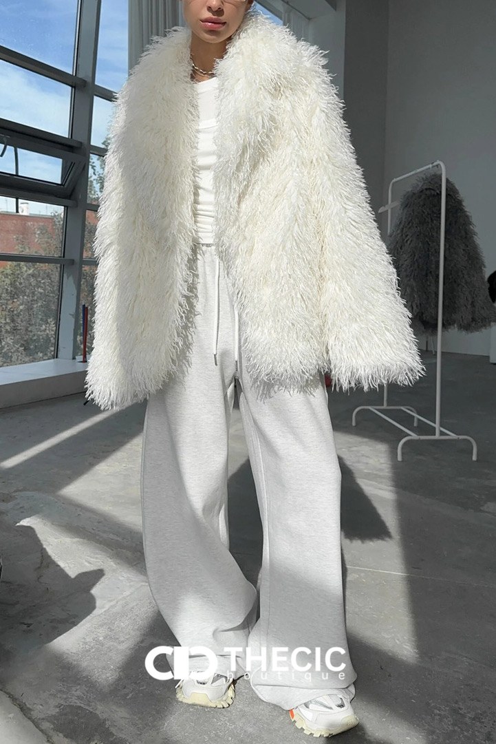 Shaggy Faux Fur Open Front Jacket