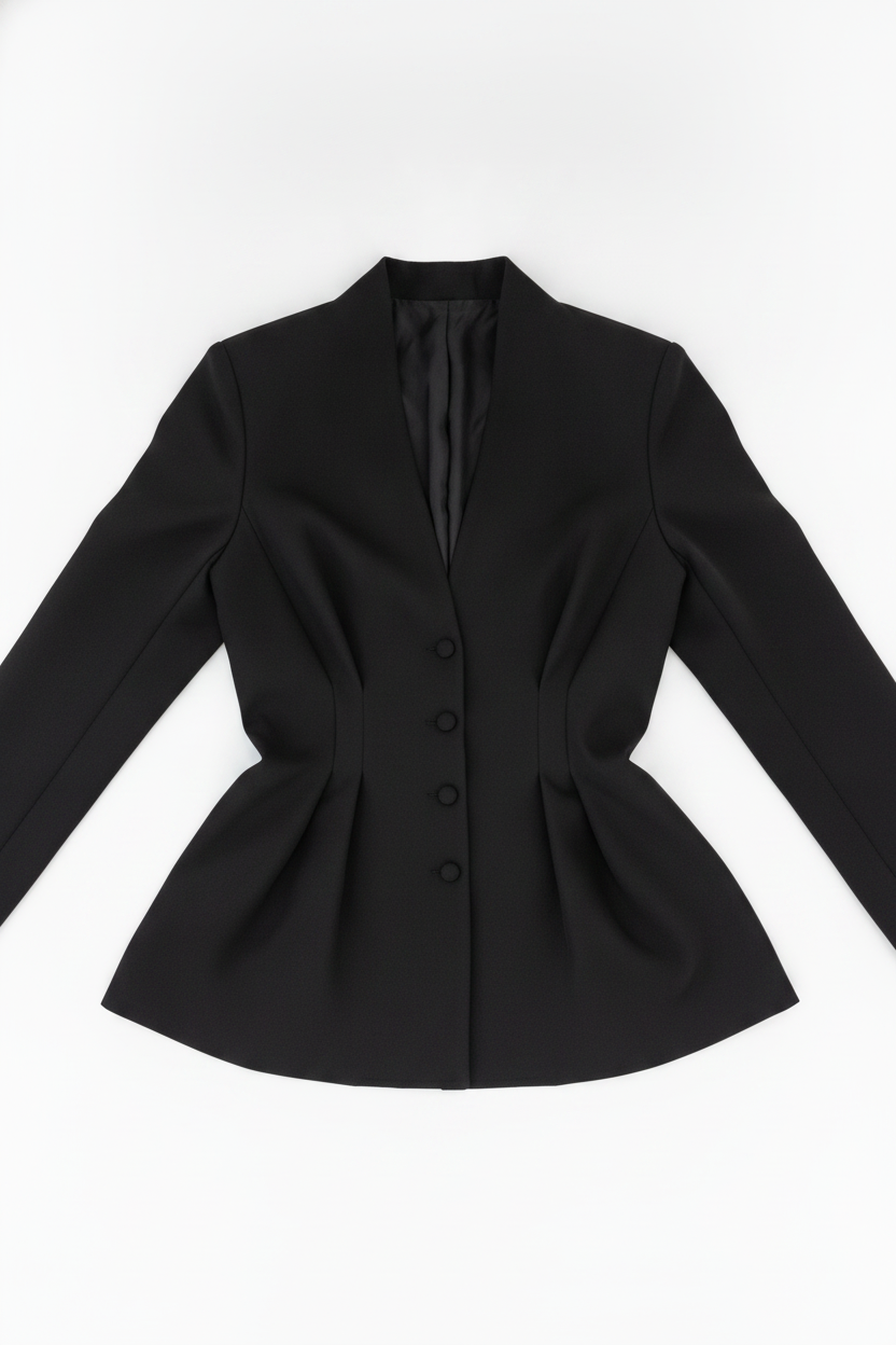 Shawl Collar Cinched Waist Peplum Blazer