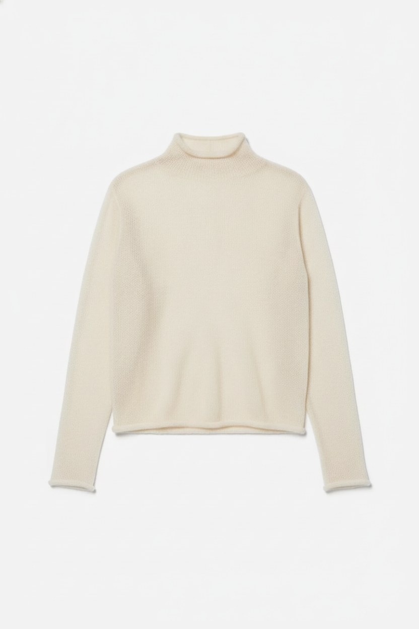 Sheer Knit Mock Neck Long Sleeve Sweater