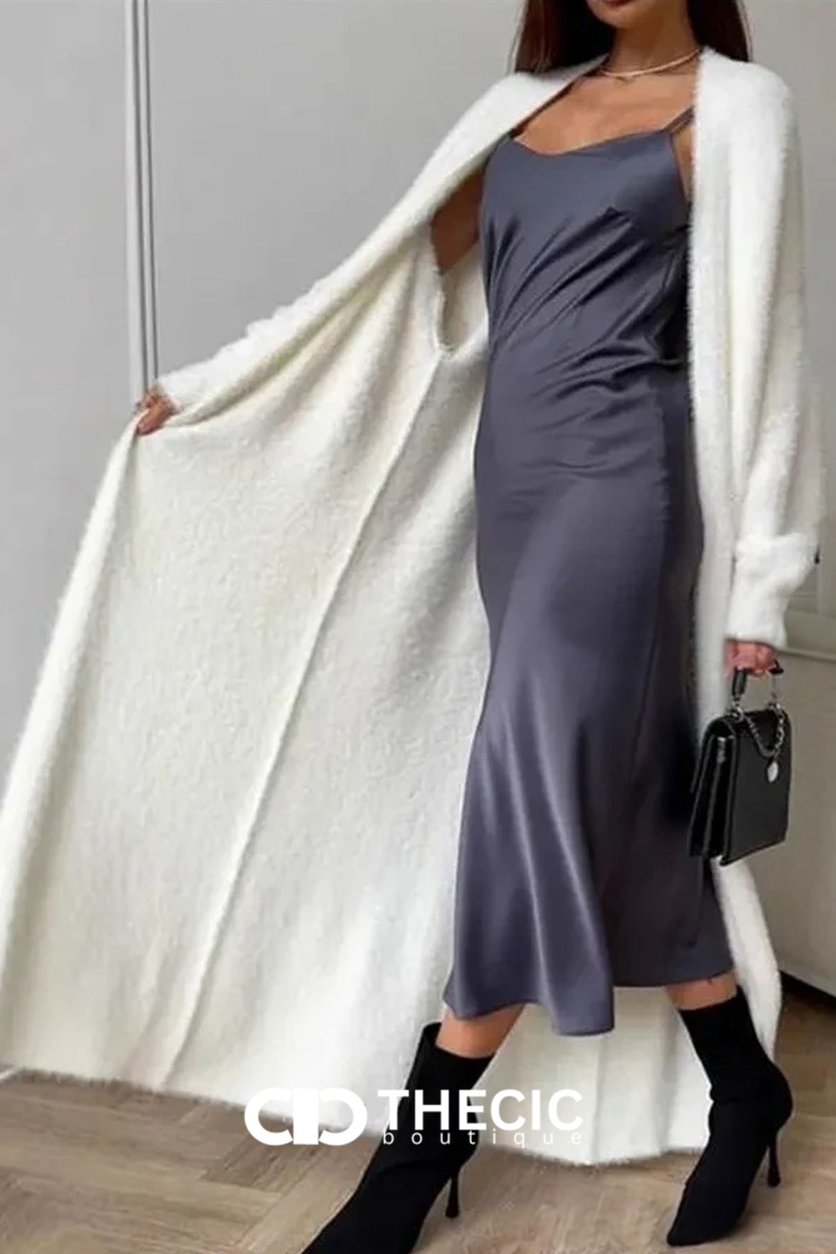 Soft Fuzzy Knit Longline Open Cardigan