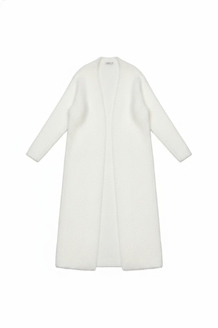 Soft Fuzzy Knit Longline Open Cardigan