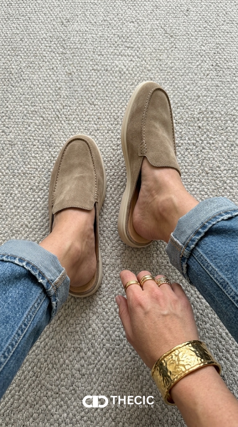 Soft Suede Slip-On Loafer Mules