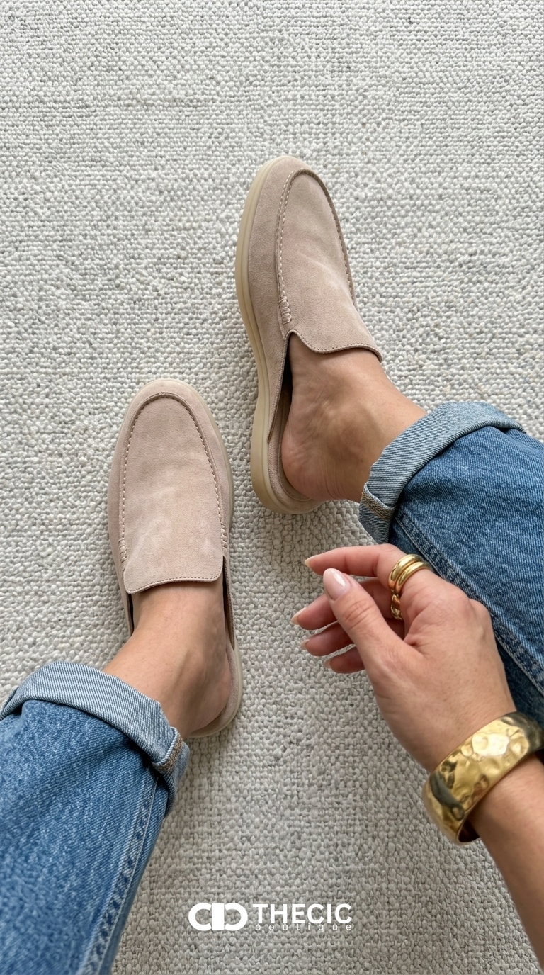 Soft Suede Slip-On Loafer Mules