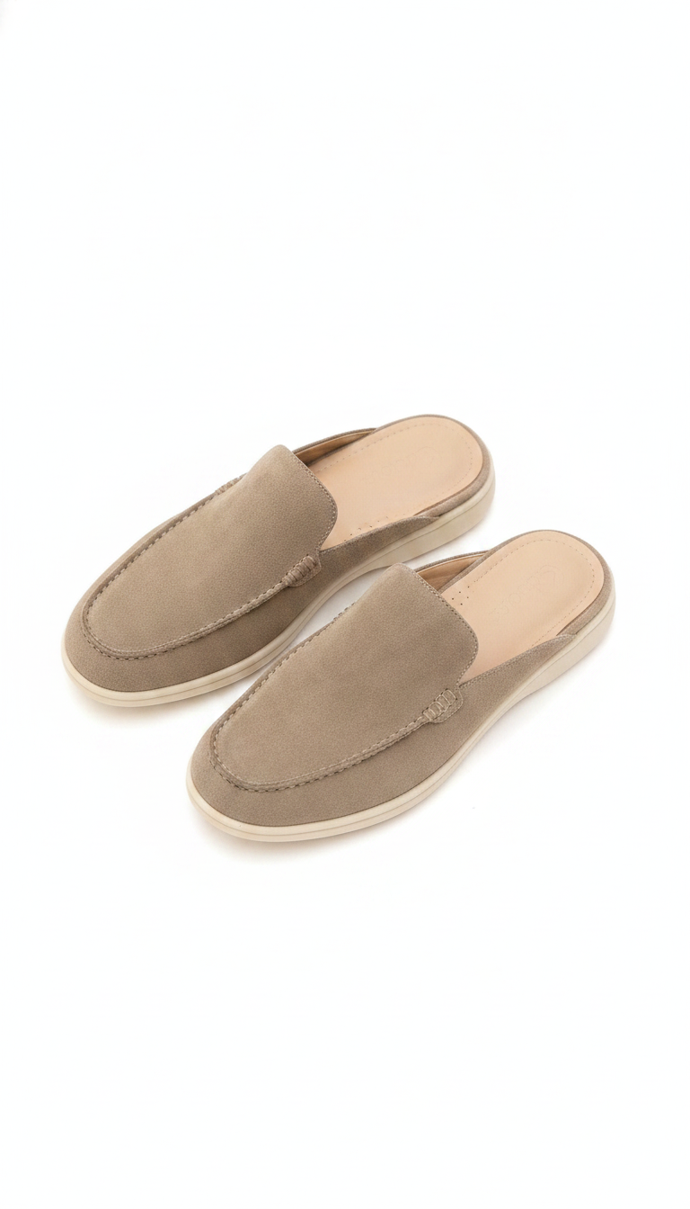 Soft Suede Slip-On Loafer Mules