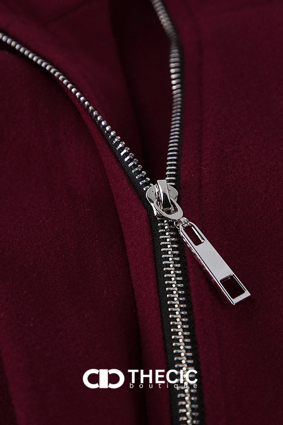 Stand Collar Zipper Belted Bell Sleeve Jacket