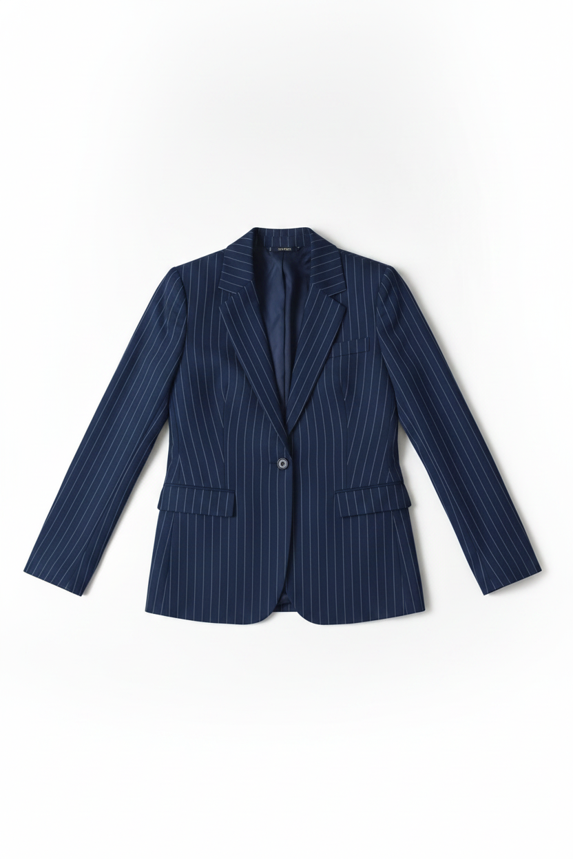 Structured Pinstripe Tailored Single-Breasted Blazer