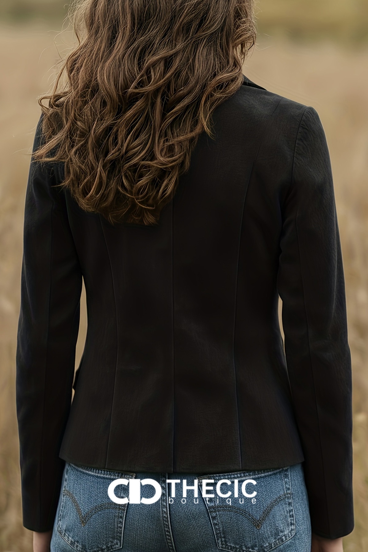 Suede Contrasting Lapel Two-Button Fitted Blazer