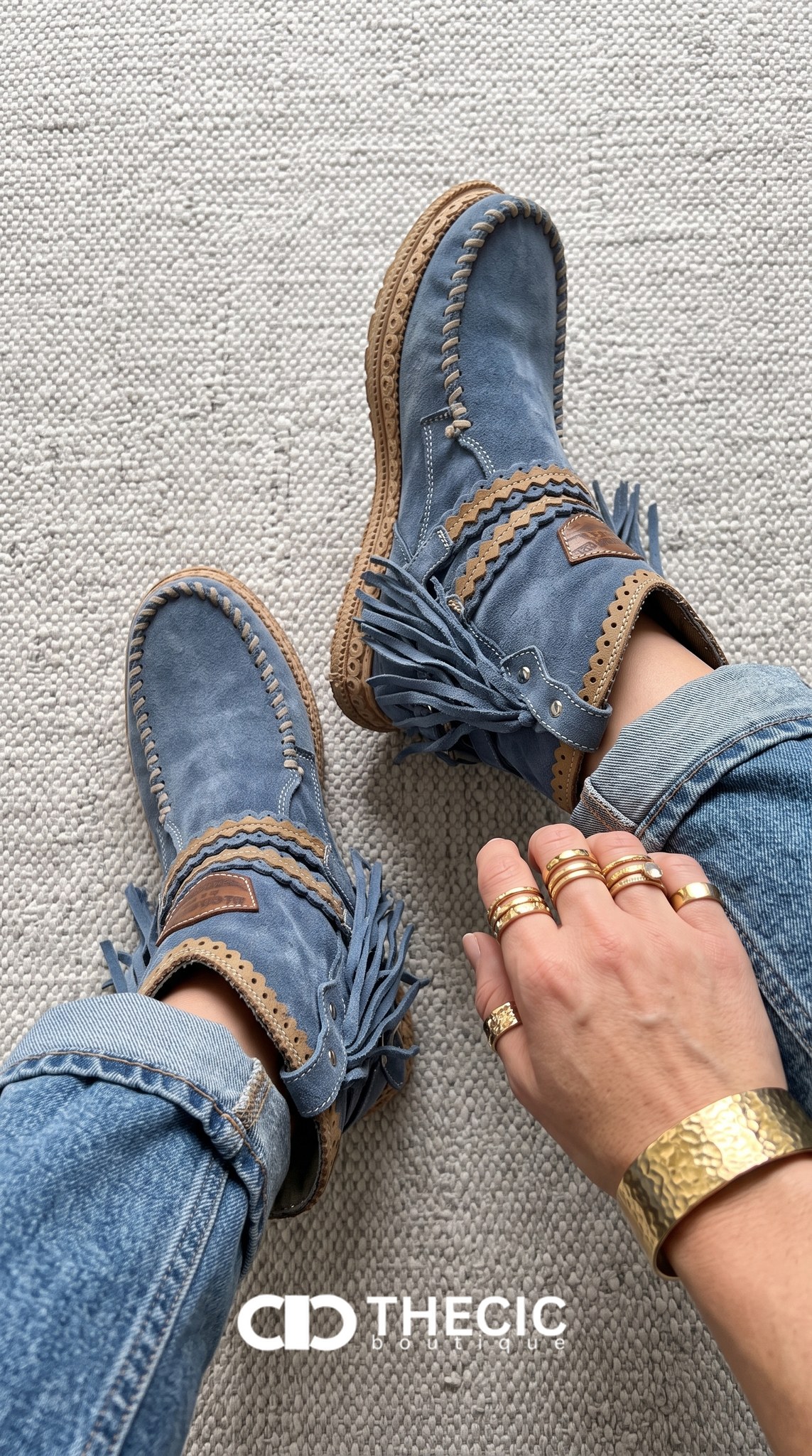 Braided Fringe Buckle Moccasin Ankle Boots