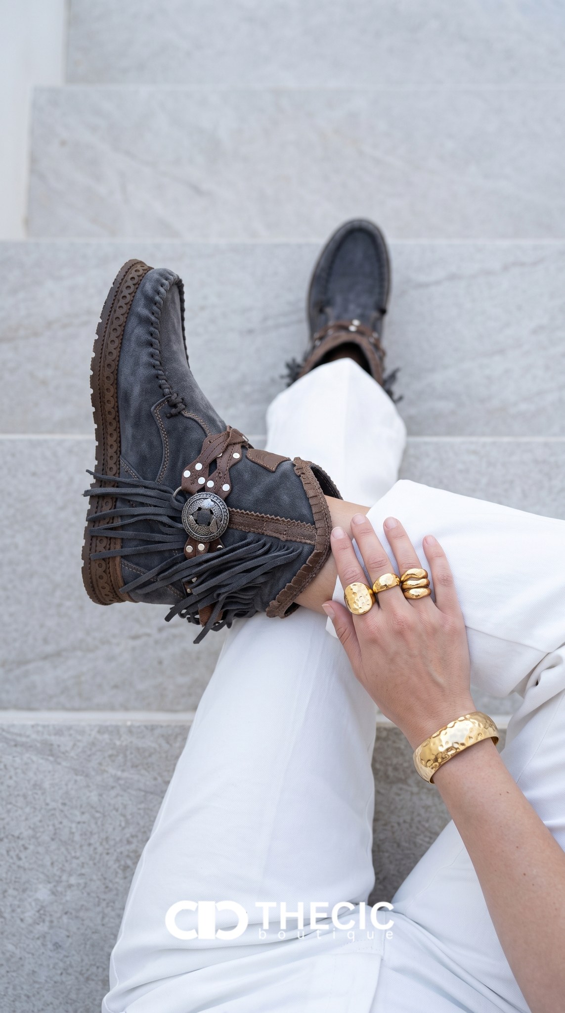 Fringe Moccasin Ankle Boots | Suede Braided Buckle Boots | Casual Everyday Styling