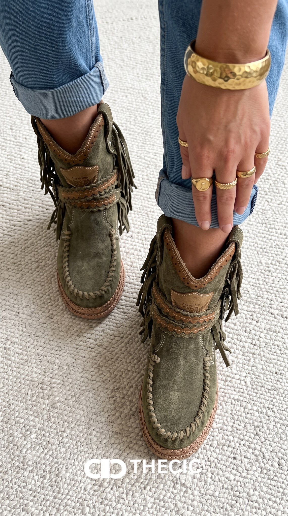 Braided Fringe Buckle Moccasin Ankle Boots