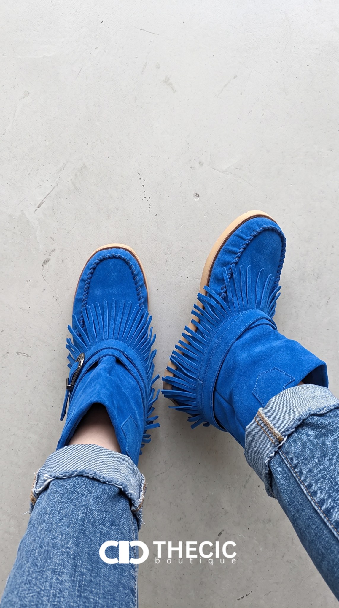 Suede Fringed Buckle Moccasin Ankle Boots