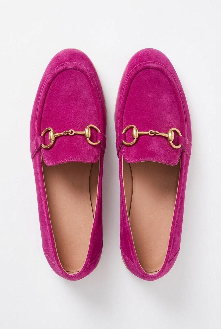 Suede Horsebit Slip-On Flat Loafers