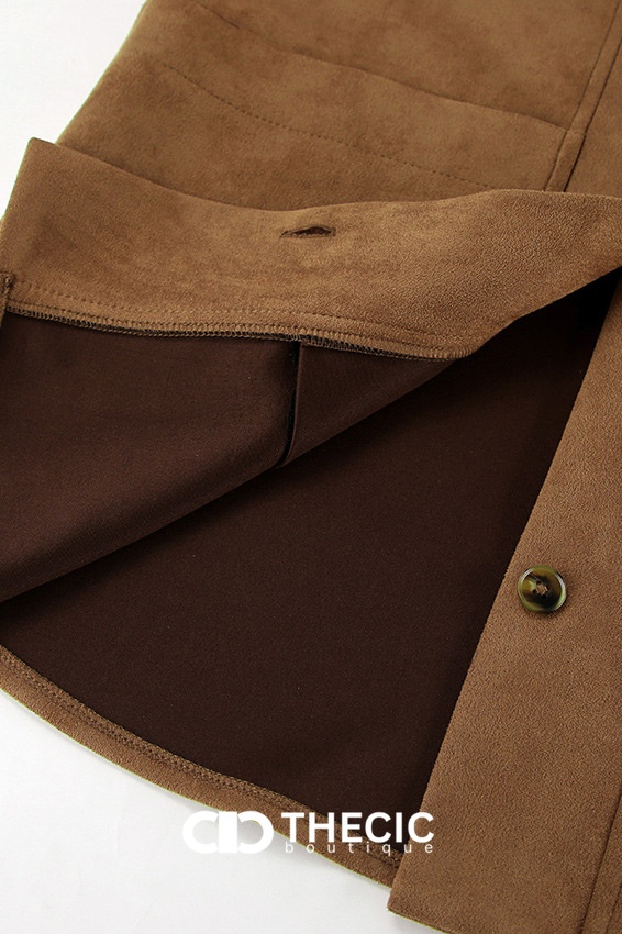 Suede-Look Button-Up Collared Shacket