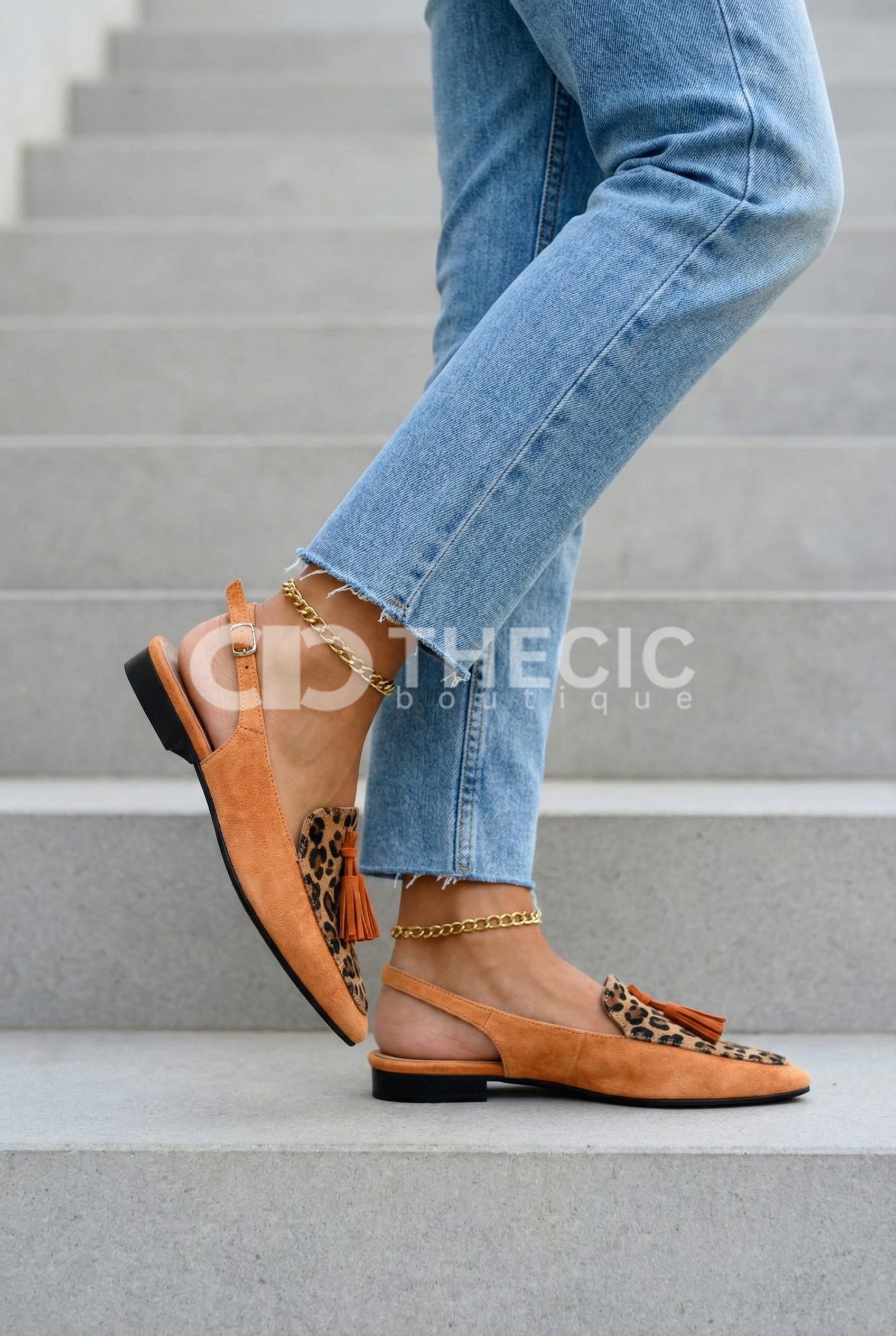 Suede Pointed-Toe Tassel Slingback Mules