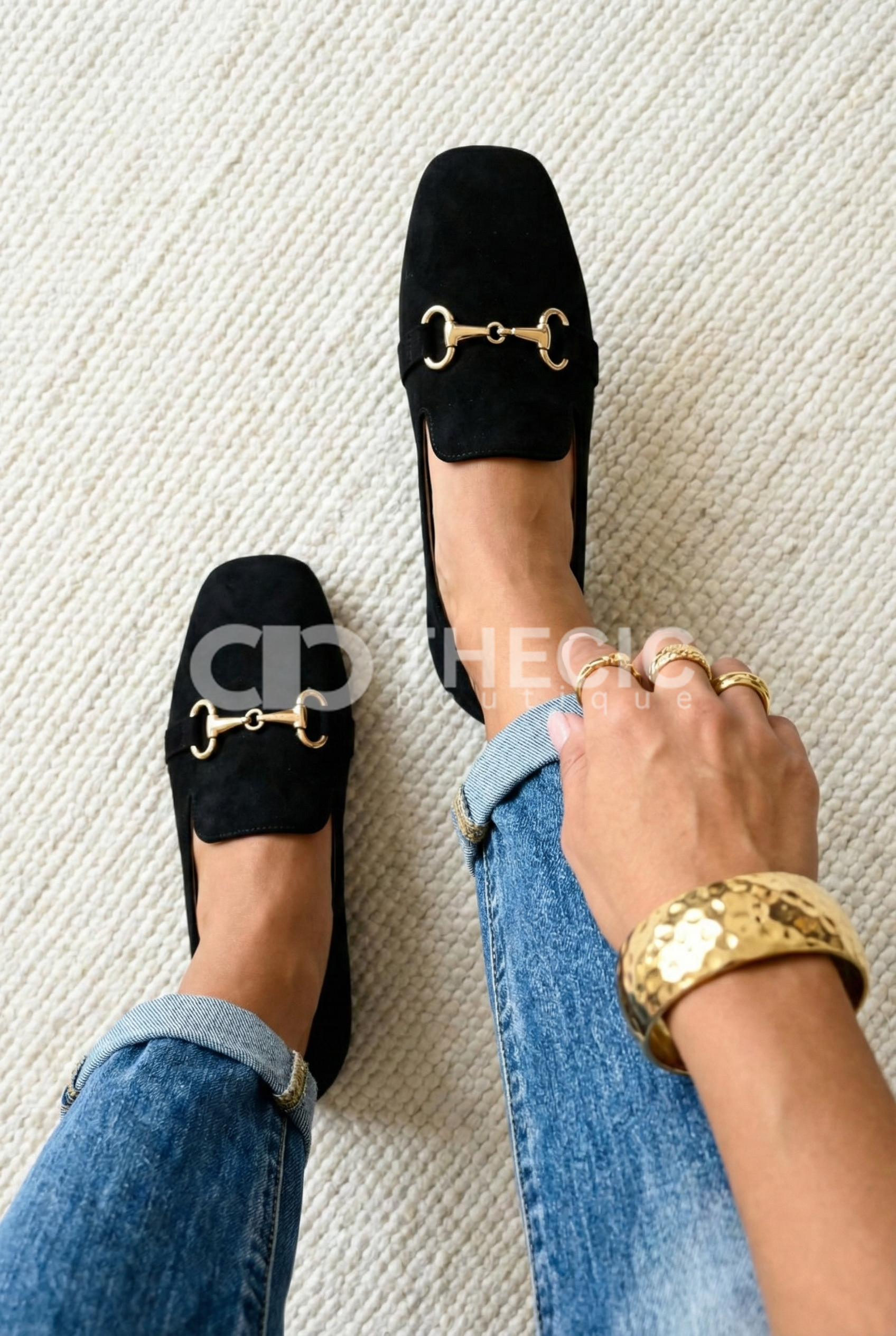 Suede Square-Toe Horsebit Slip-On Loafers