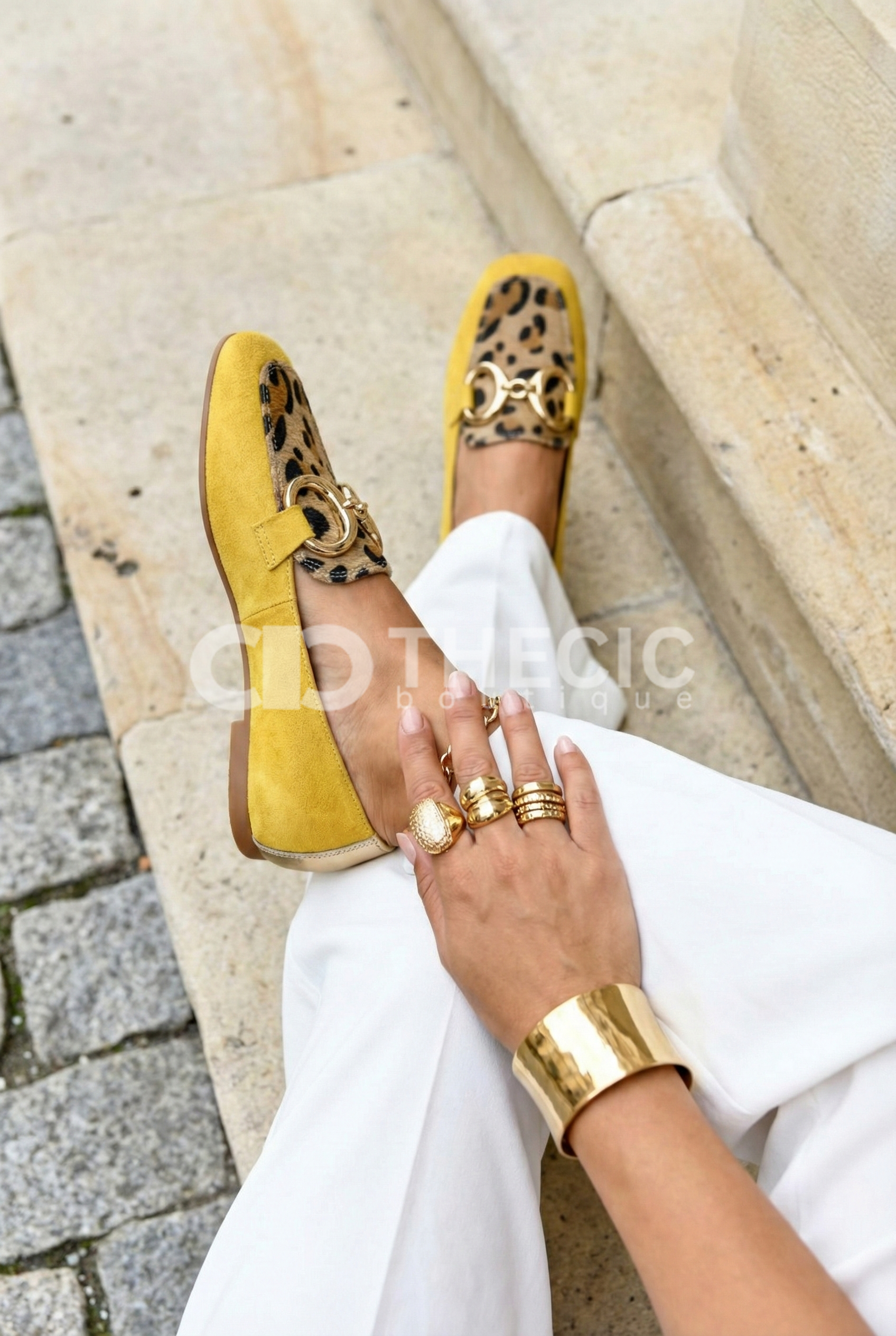 Suede Square-Toe Leopard Print Horsebit Loafers