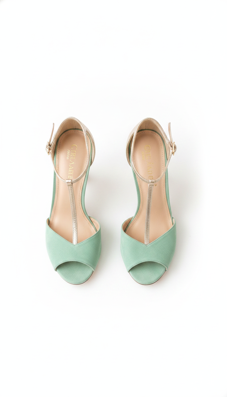 Suede T-Strap Open-Toe Block Heel Sandals