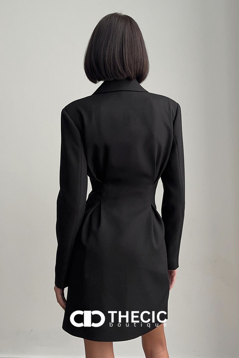 Tailored Double-Breasted Mini Blazer Dress