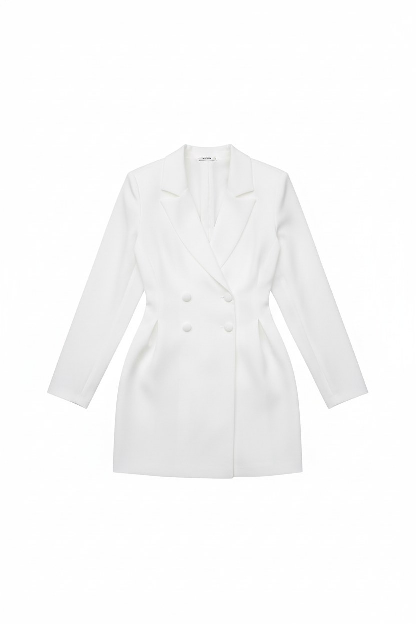 Tailored Double-Breasted Mini Blazer Dress