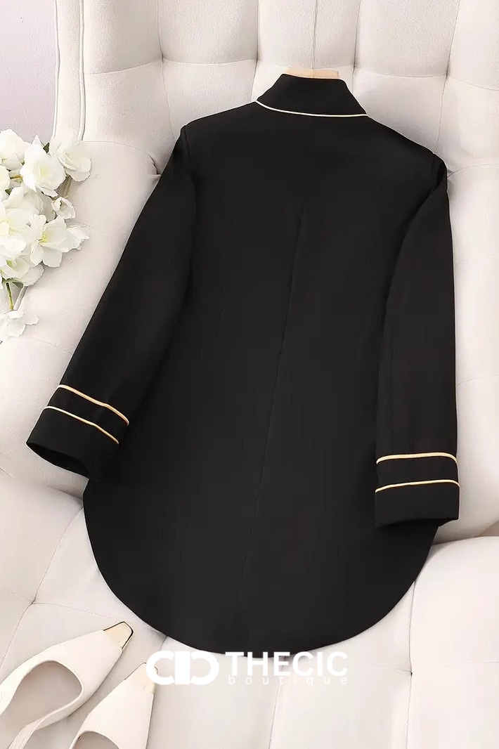 Tailored Gold Button Military Style Blazer