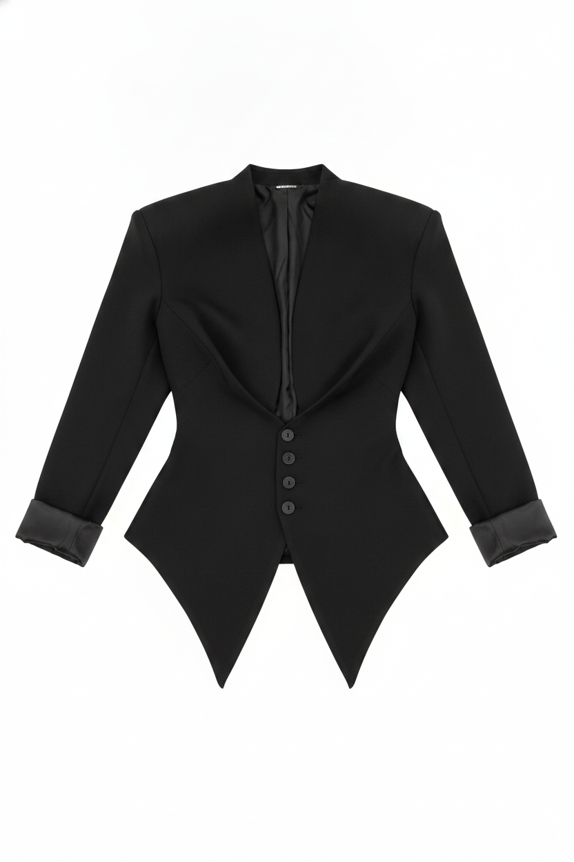 Tailored V-Neck Cinched Waist Blazer Top