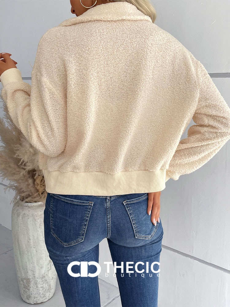 Teddy Fleece Zip-Up Bomber Jacket