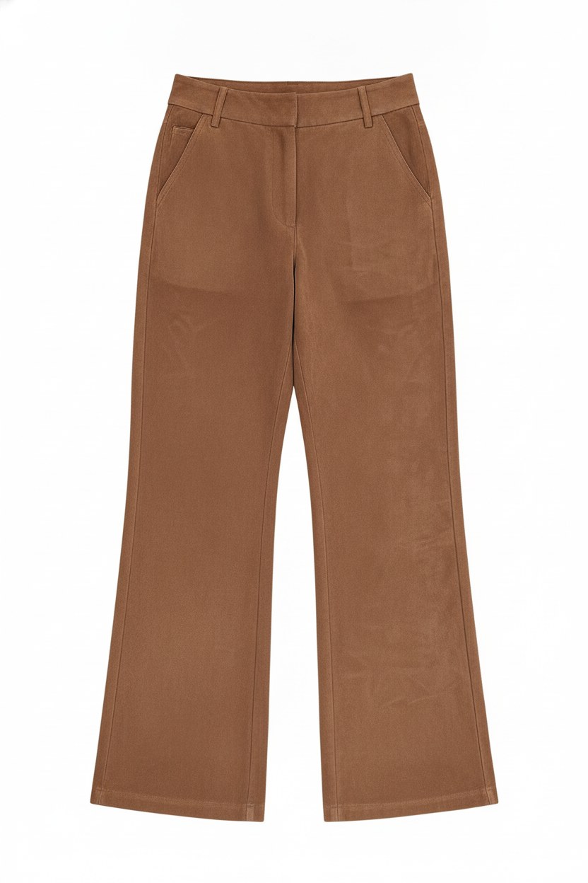Textured Faux Suede High-Waist Wide-Leg Pants