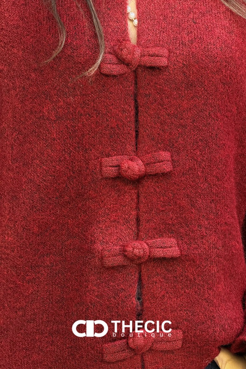 Textured Knit Frog Closure Cardigan