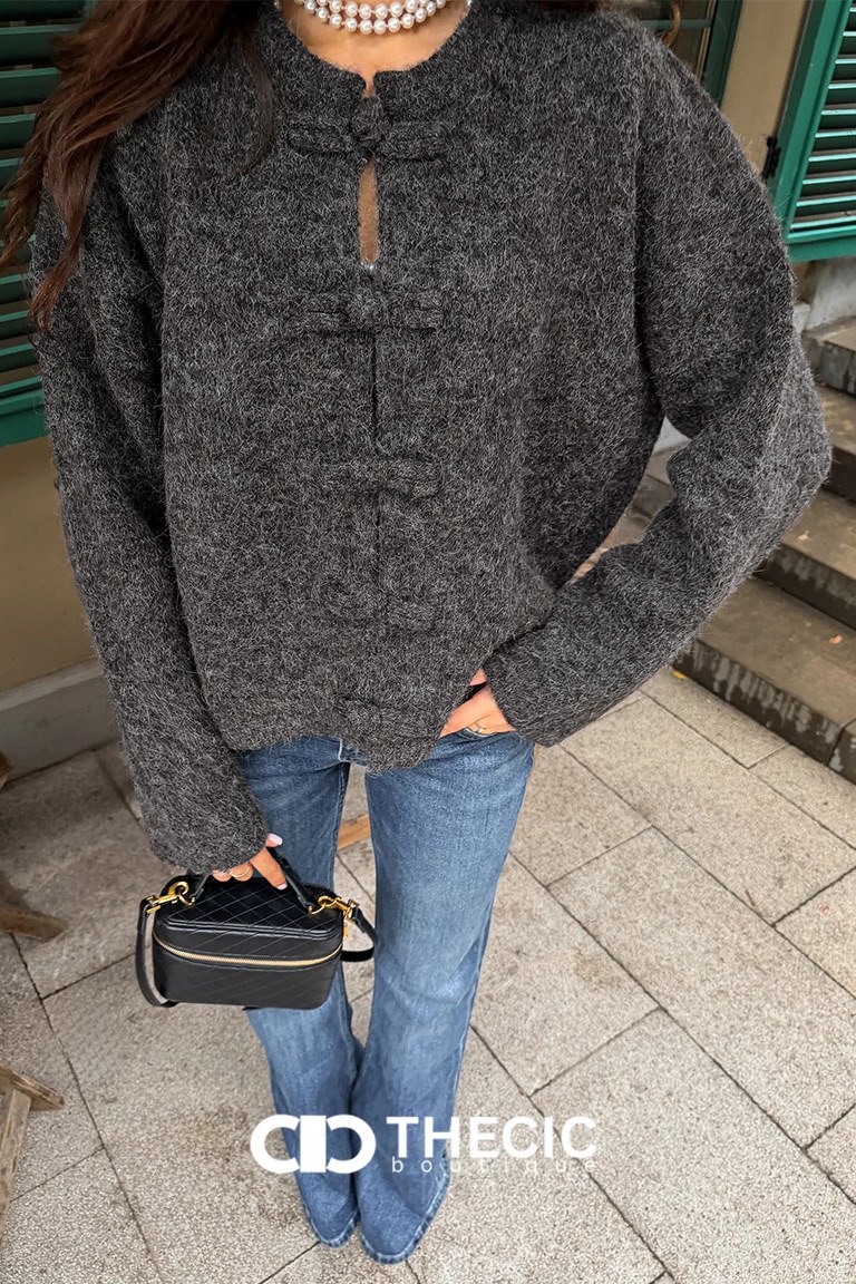 Textured Knit Frog Closure Cardigan