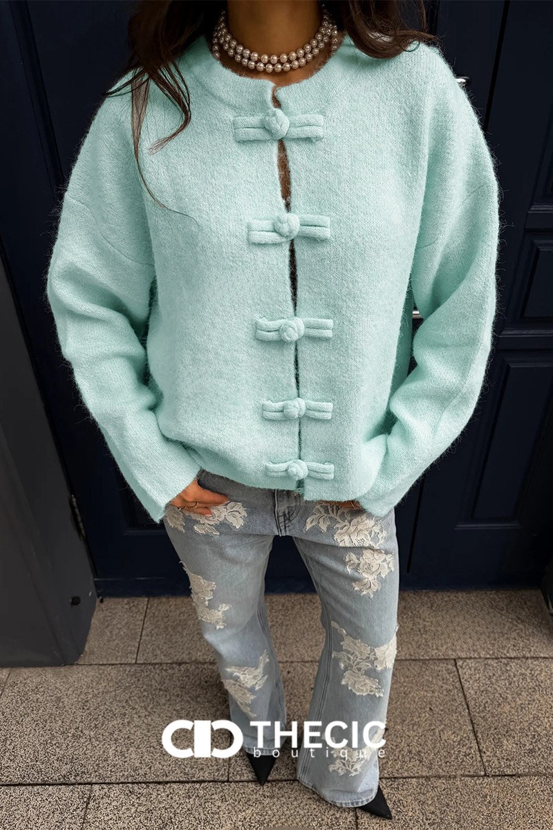 Textured Knit Frog Closure Cardigan