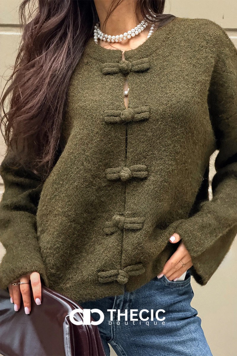 Textured Knit Frog Closure Cardigan