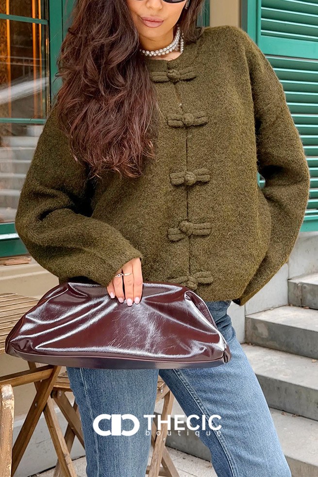 Textured Knit Frog Closure Cardigan