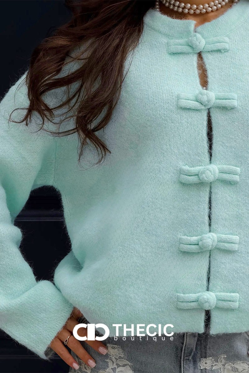 Textured Knit Frog Closure Cardigan