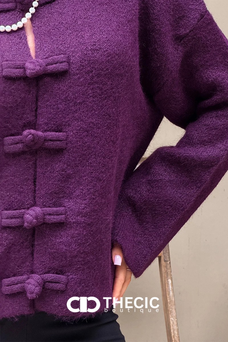 Textured Knit Frog Closure Cardigan