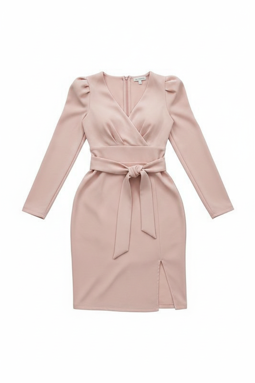 V-neck elegant strappy solid color dress
