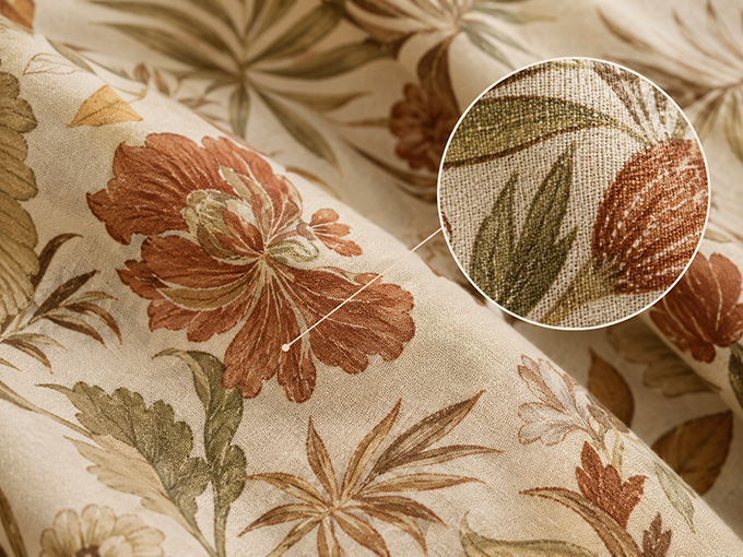 Vintage botanical print fabric detail