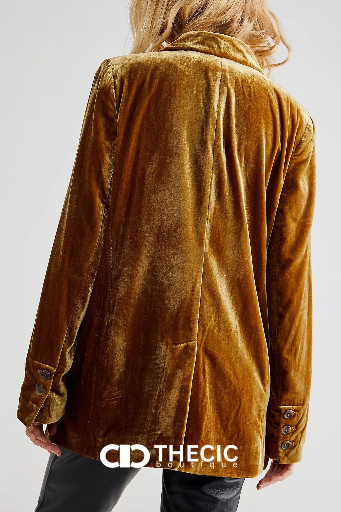 Velvet Double-Breasted Relaxed Fit Blazer