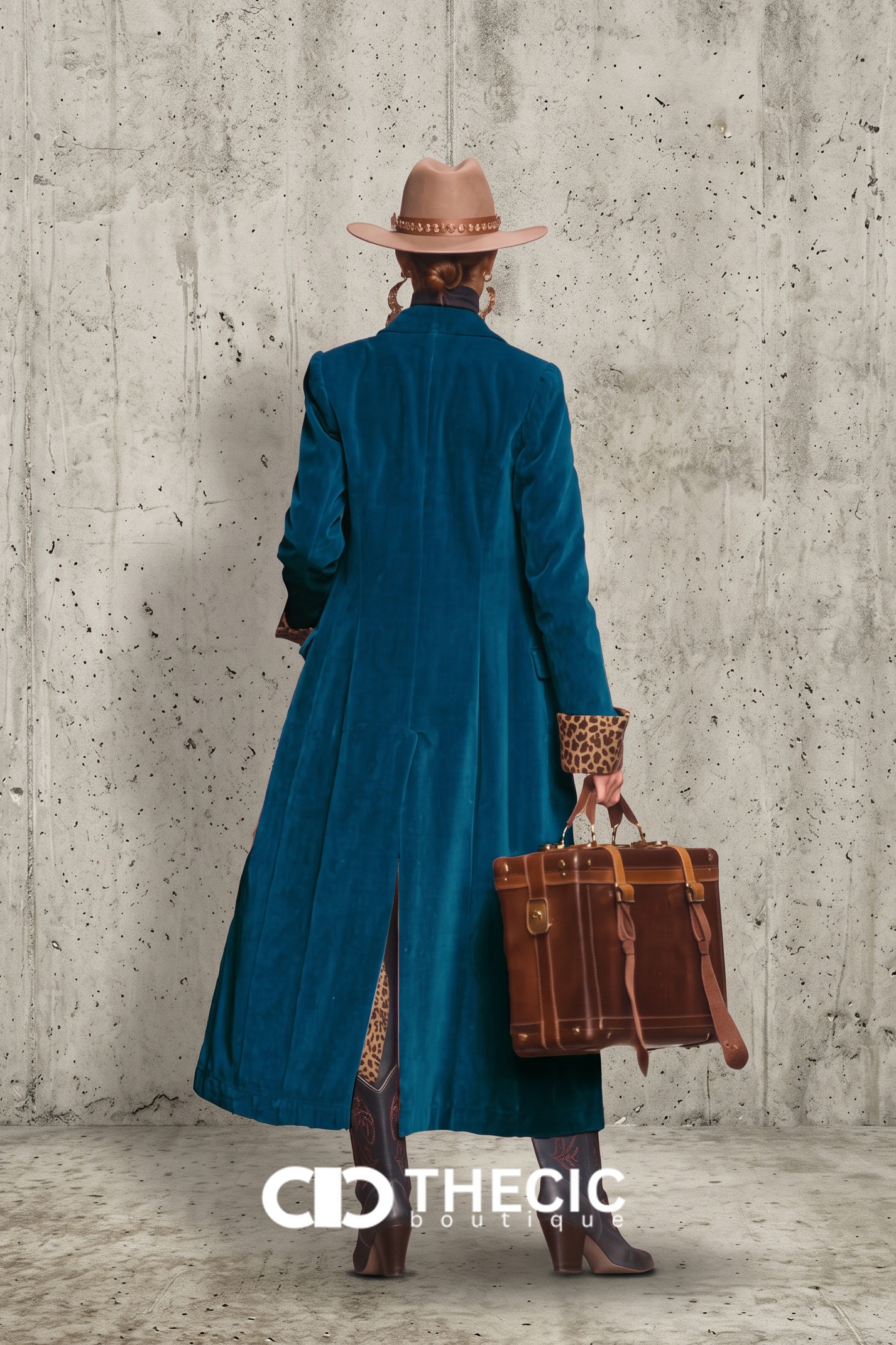 Velvet Leopard Cuff Longline Trench Coat