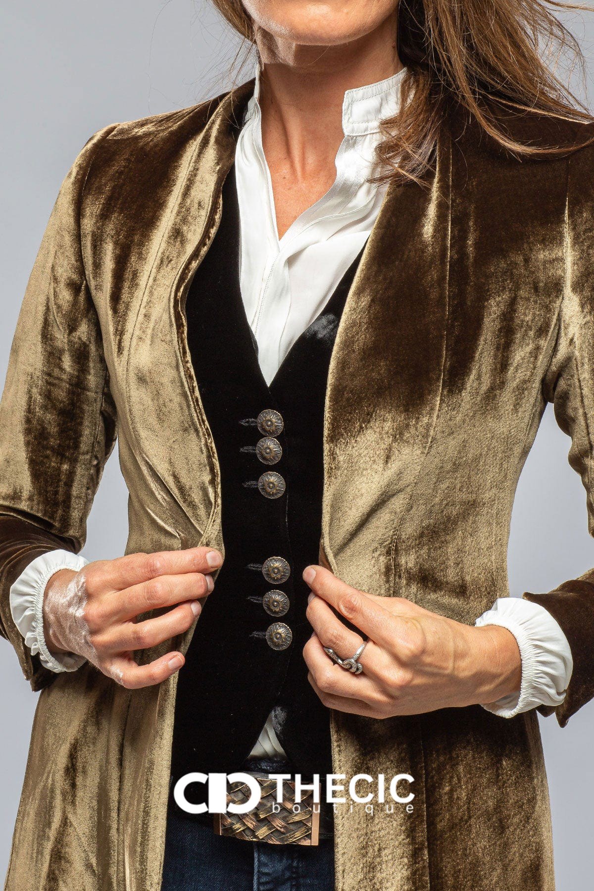 Velvet Split Back High-Low Hem Duster Coat