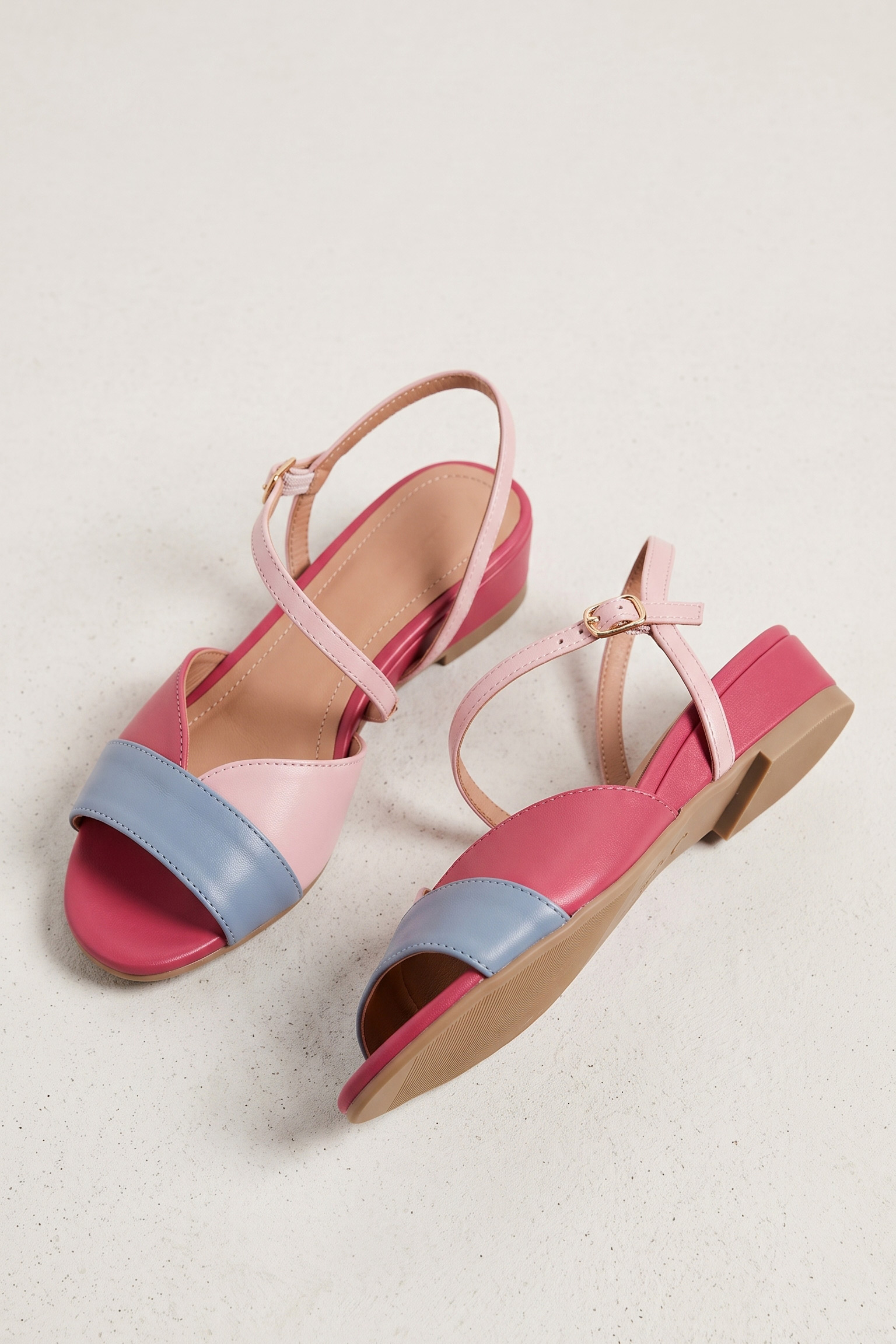 Vibrant Multicolor Strappy Open Toe Flat Sandals