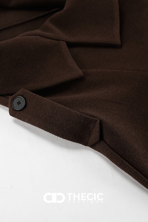 Wool Blend Cropped Double-Breasted Tie-Waist Jacket