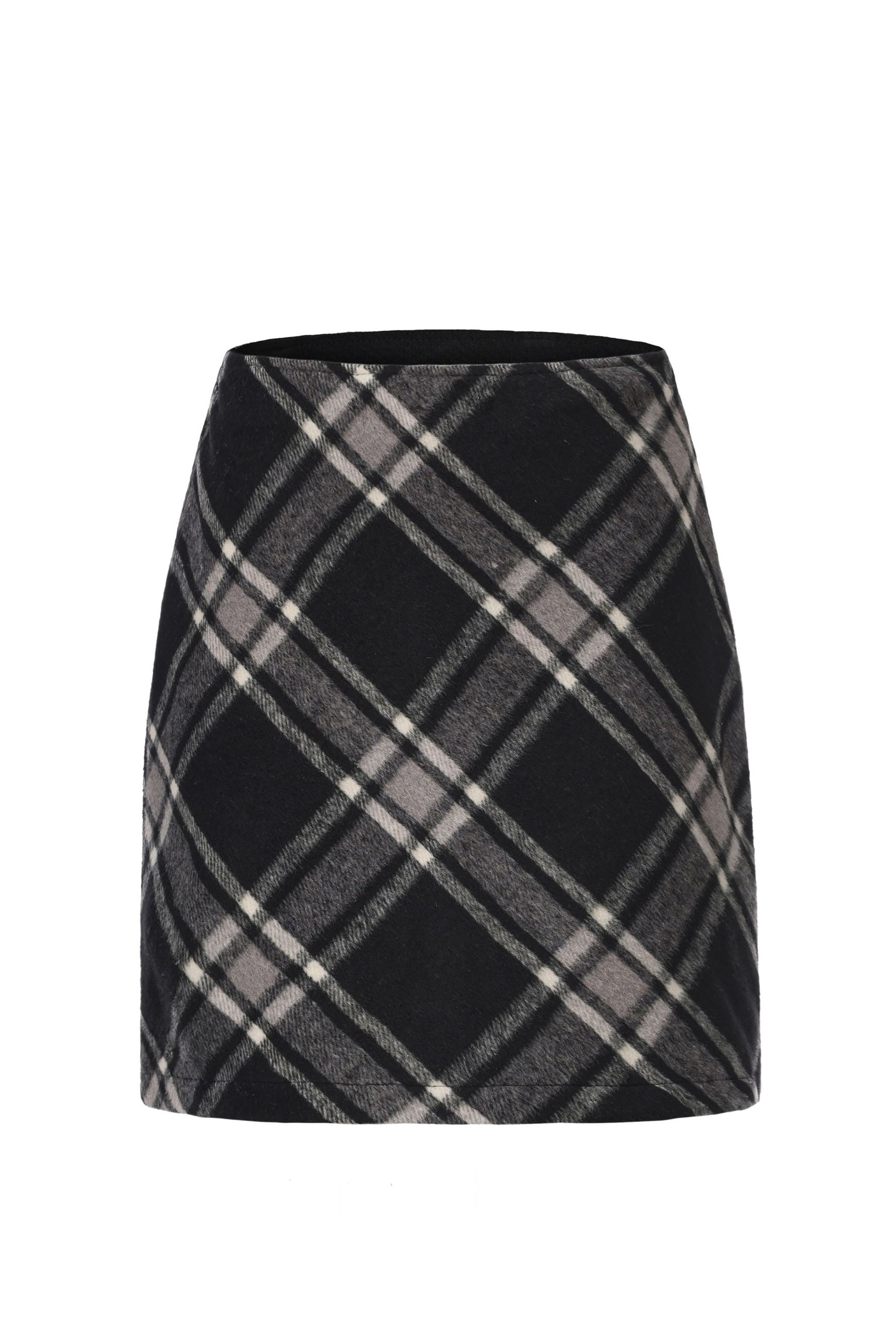 Wool Blend Plaid A-Line Mini Skirt