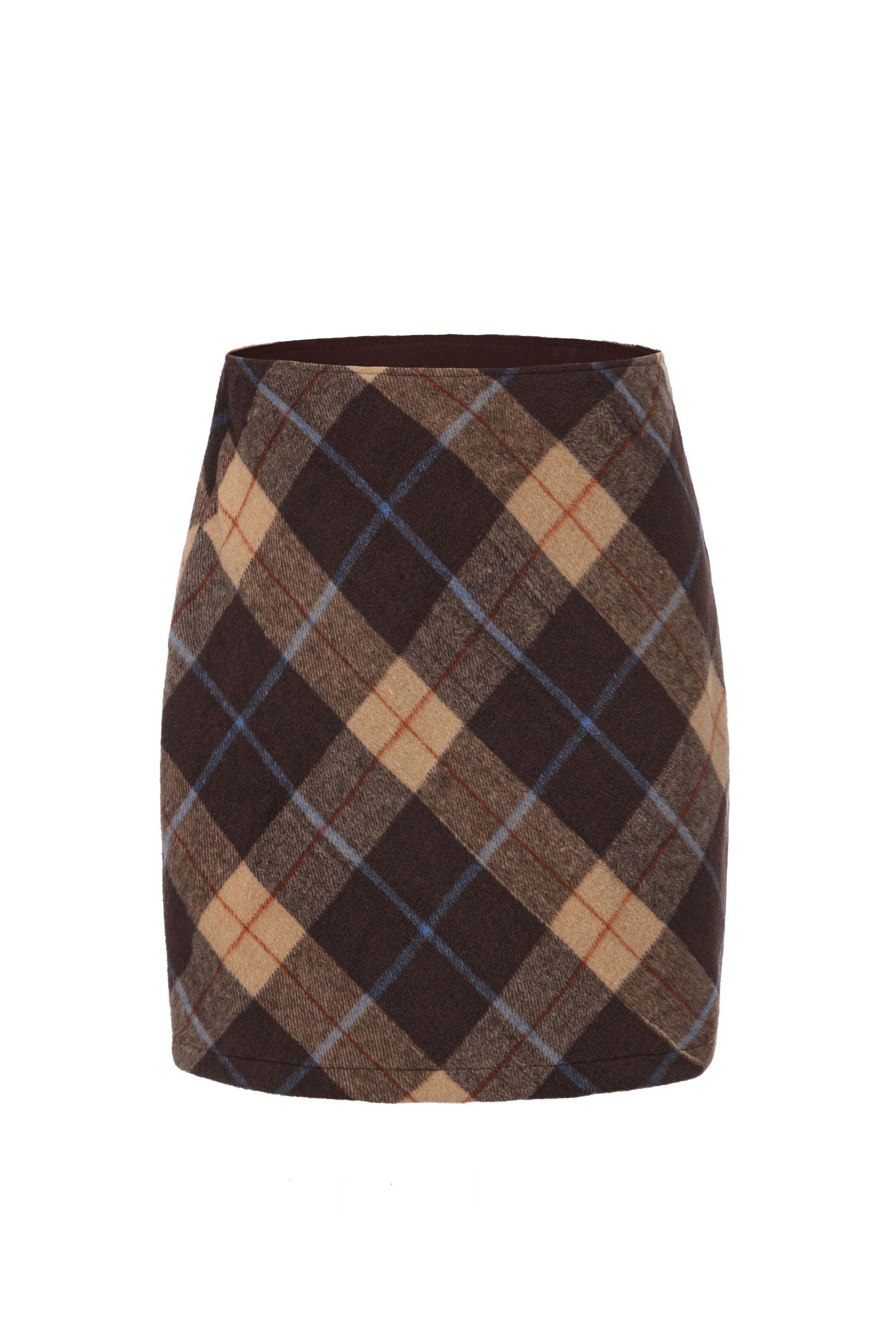 Wool Blend Plaid A-Line Mini Skirt