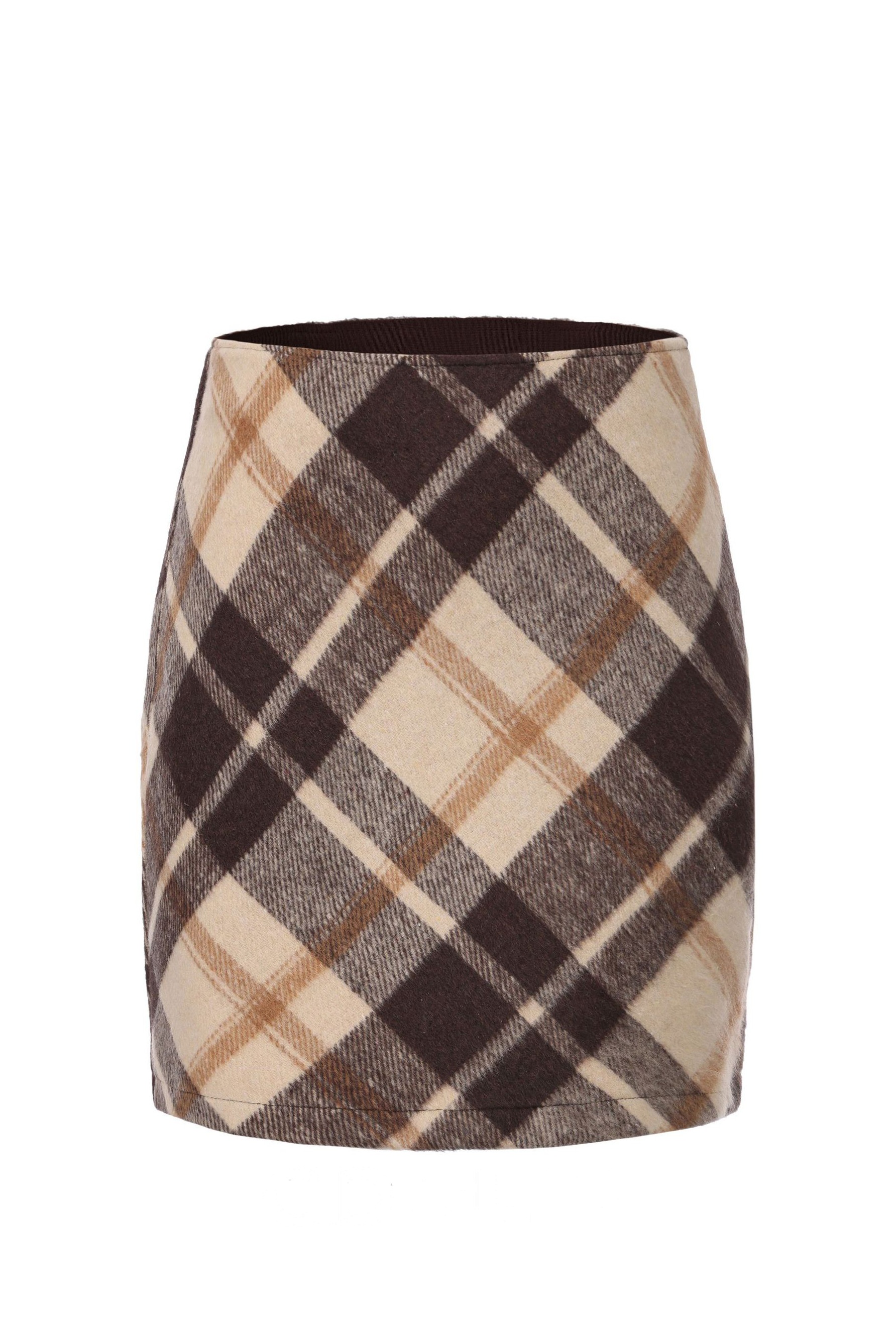 Wool Blend Plaid A-Line Mini Skirt