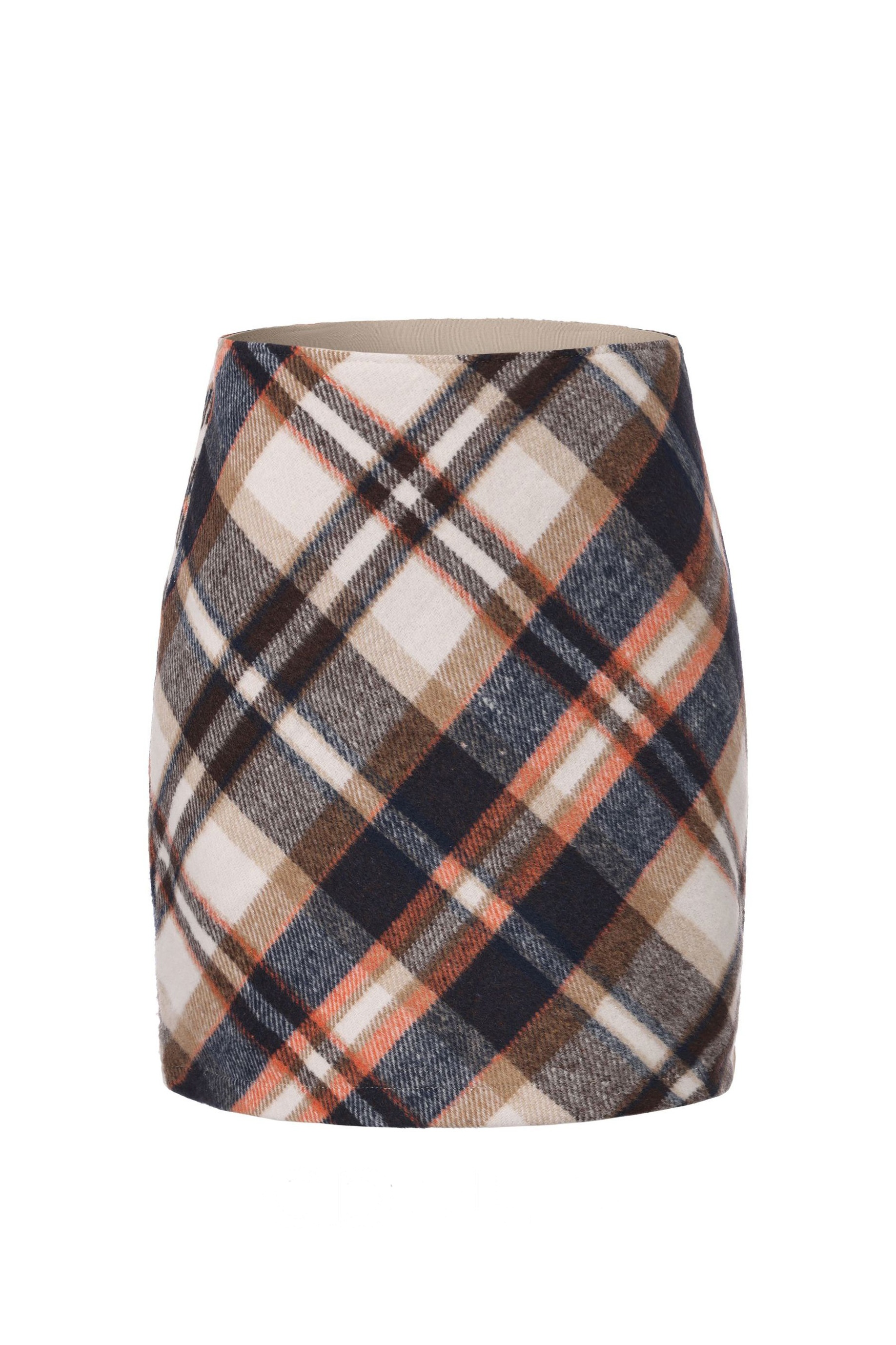 Wool Blend Plaid A-Line Mini Skirt