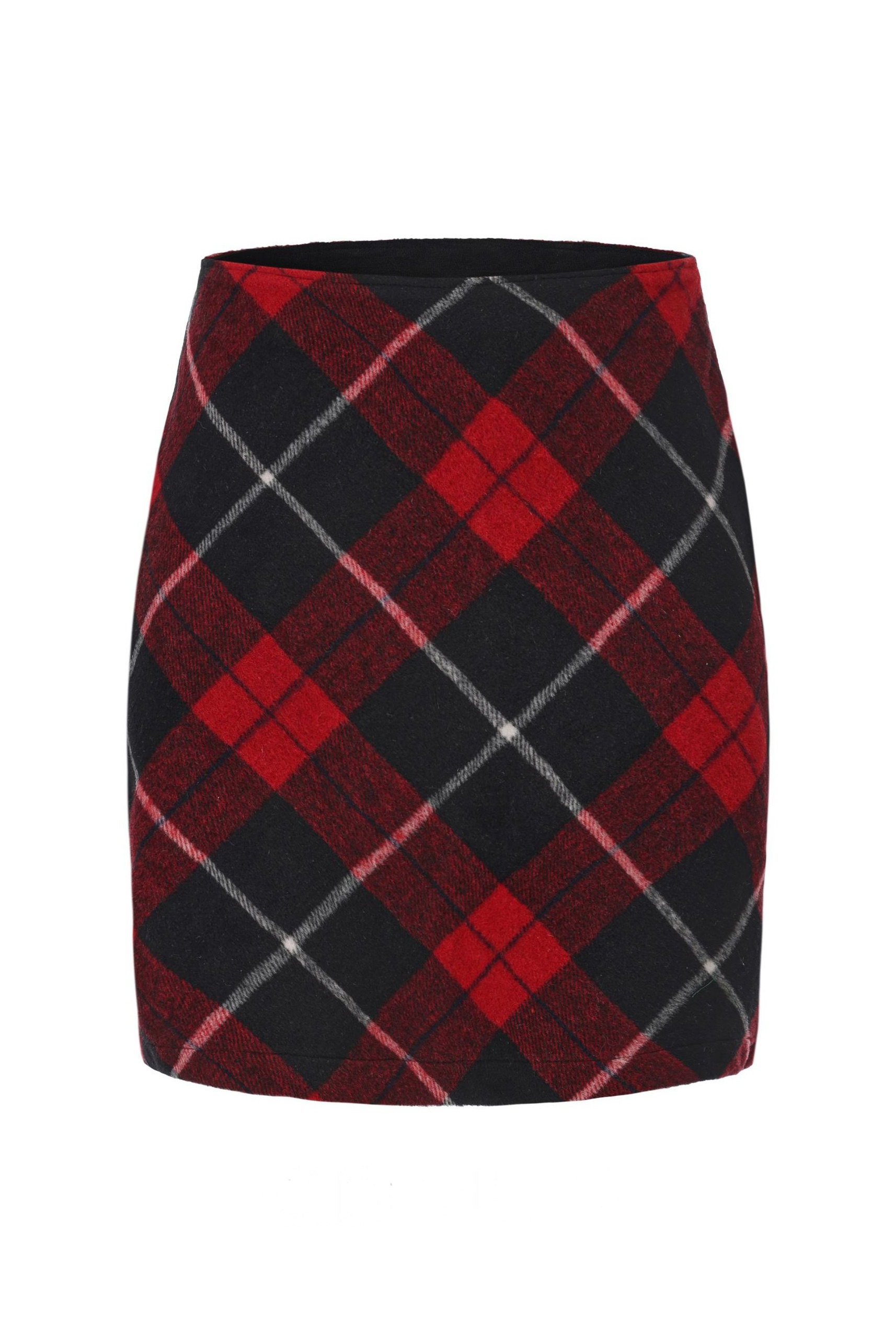 Wool Blend Plaid A-Line Mini Skirt