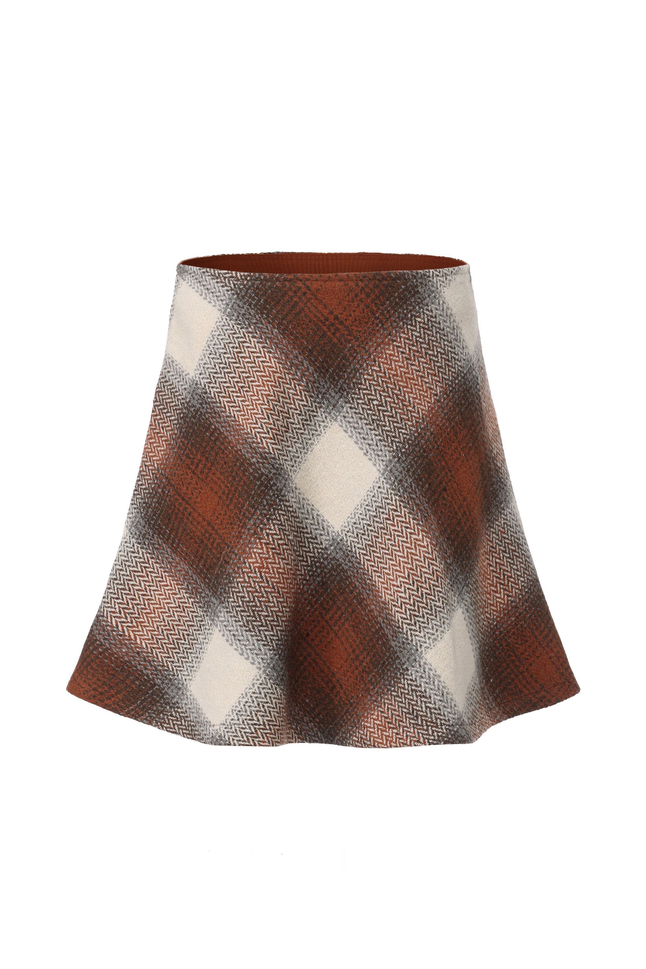 Woven Herringbone Plaid A-Line Mini Skirt