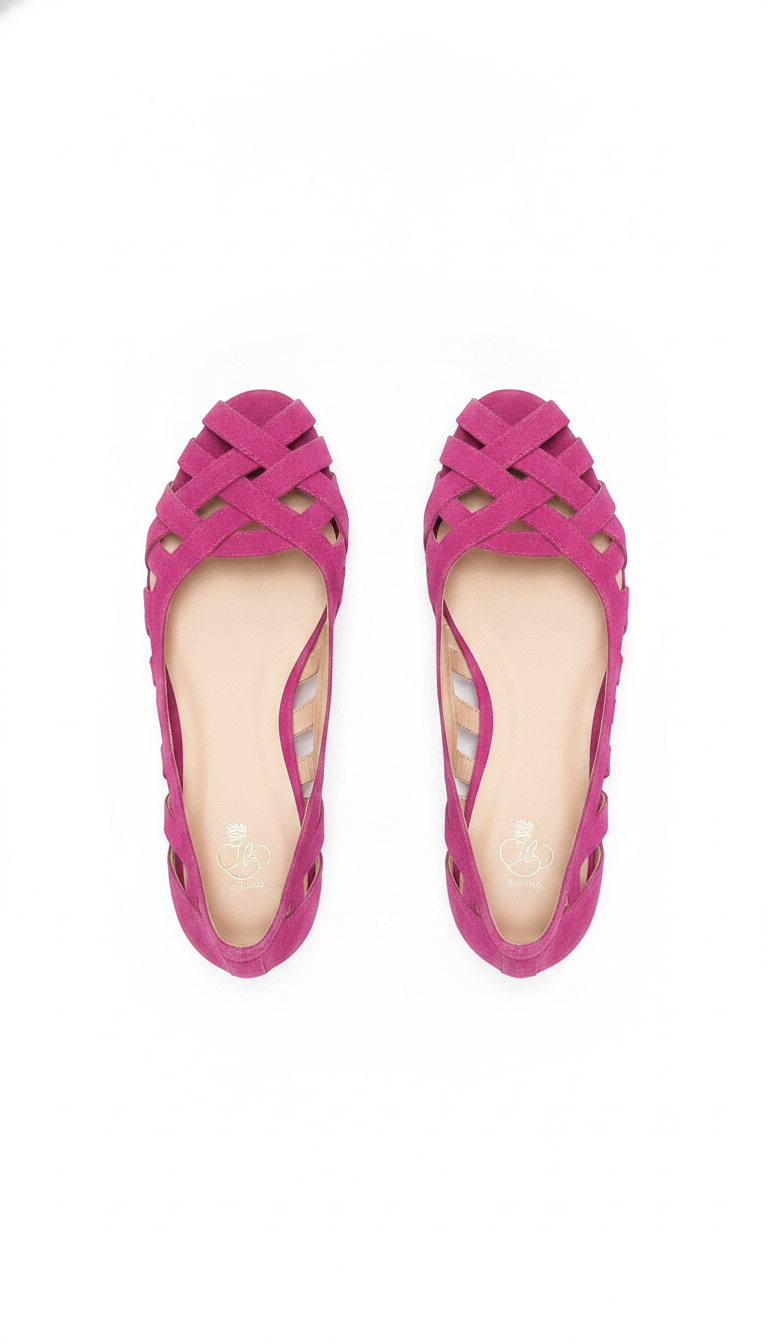 Woven Strap Peep-Toe Slip-On Flats