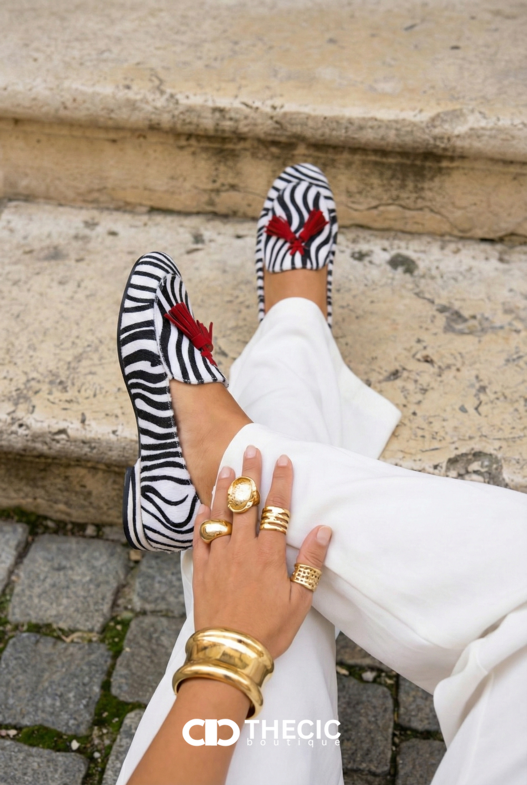 Zebra Print Tassel Slip-On Loafers