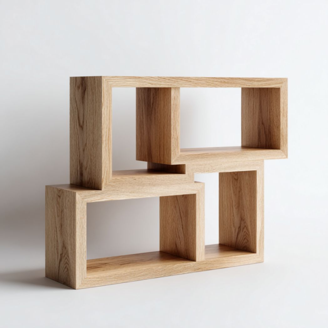 Étagère en bois massif, design géométrique-Wmkavanaghft